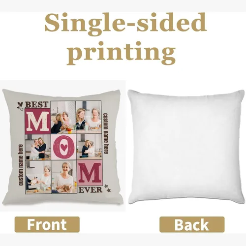 Vista 2 de Customizable Decorative Pillowcase Using 6 Photos and Message for Mom, Cozy Cushion offering a Meaningful Gift for Family Birthdays Holidays or 6