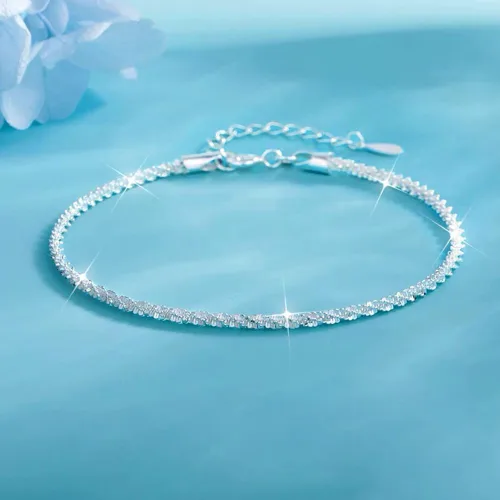 Vista 2 de Silver Link Bracelet, Silver Adjustable Chain Bracelets, Dainty Sparkle Chain Bracelet Jewelry for Women