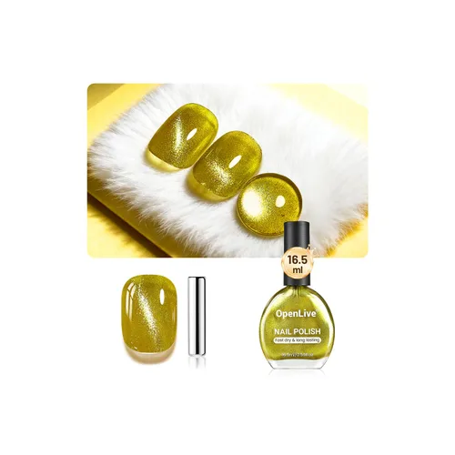 Vista 11 de OpenLive - Esmalte de uñas de ojo de gato negro, 16.5 ml de esmalte de uñas de purpurina reflectante de secado rápido con barra magnética