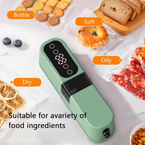 Vista 2 de Máquina selladora al vacío compacta, sistema automático inteligente de conservación de alimentos para carne, queso y preparación de comidas (beige)
