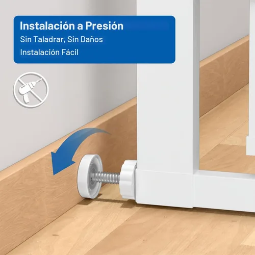 Vista 6 de Puerta de bebé de 29-40 pulgadas para puertas y escaleras, puerta para mascotas con puerta ancha para pasar, sin taladro, puerta de bebé montada a