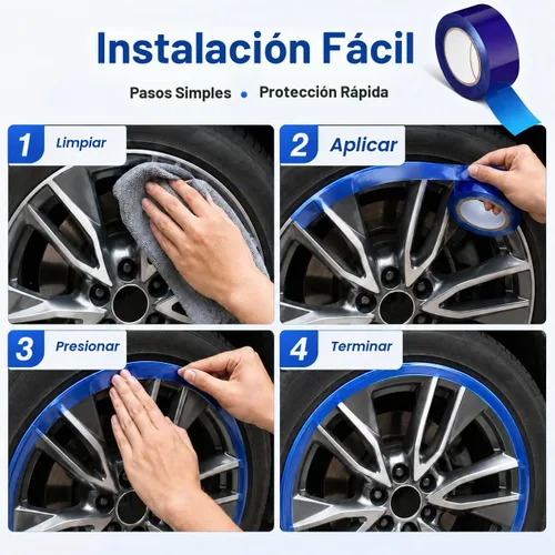 Vista 4 de Cabilock Cinta protectora de llanta de 1 rollo para ruedas de coche, película protectora de llanta PE, fácil instalación, cubo de protección