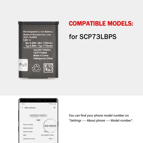 Vista 7 de SCP-73LBPS Battery Replacement for Kyocera DuraXV Extreme E4810 Verizon Flip Phone SCP73LBPS Battery (Phone not included)