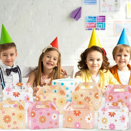 Vista 6 de 12 cajas de regalo de flores de margarita, suministros de fiesta, margaritas hippie, regalos de fiesta, cajas de regalo para niñas, cumpleaños, baby