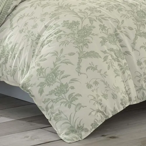 Vista 6 de Laura Ashley Home - Juego de funda de edredón Twin, ropa de cama de algodón reversible con funda de almohada a juego, decoración ligera