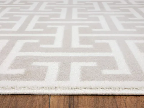 Vista 9 de Abani Arto Collection - Alfombra contemporánea con patrón de clave griega moderna en 3D, color beige y blanco, 4 x 6 pies, diseño geométrico meandro