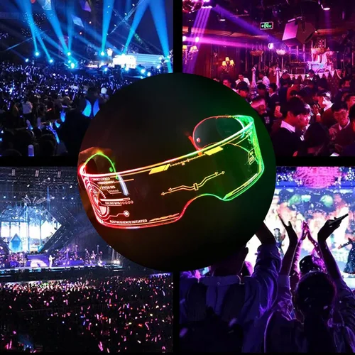 Vista 4 de Fency Cyberpunk - Gafas LED recargables por USB con control bilateral, 7 colores cambiantes intermitentes