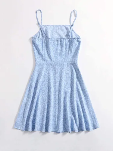 Vista 2 de Floerns Vestido corto acampanado de cintura alta para mujer