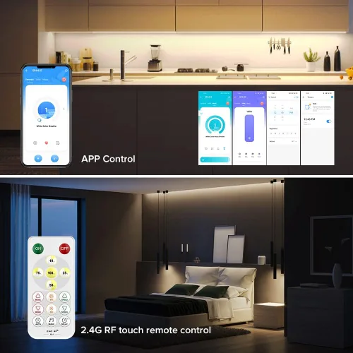 Vista 2 de COB - Tira de luz LED de 12 V, 4000 K, tiras de mazorca blanca natural con control remoto/aplicación, controlador Bluetooth, 16.4 pies, CRI 90+