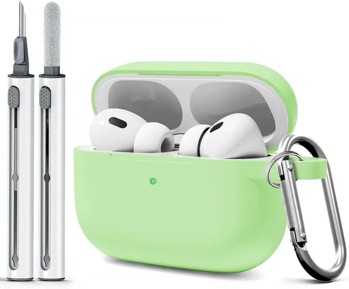 Vista 8 de Funda para AirPods Pro con kit de limpieza, funda de silicona suave para Apple AirPod Pro de 1ª/2ª generación, accesorios de funda AirPods Pro/Pro 2
