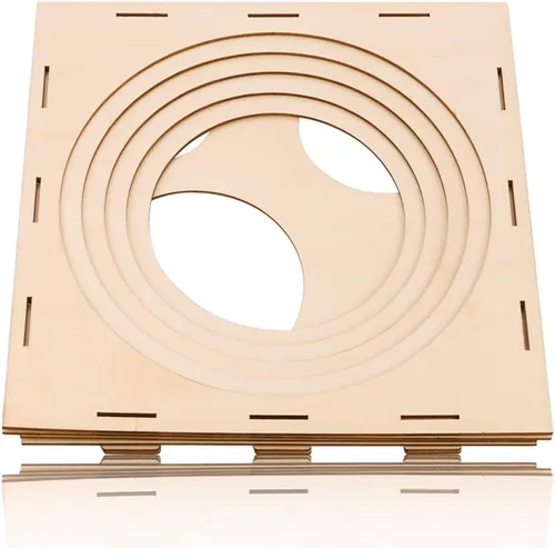 Vista 6 de Caja de cubo plegable de madera con 9 agujeros de 2 a 10 pulgadas, herramienta de medición de globos para cumpleaños, bodas, decoraciones de fiesta