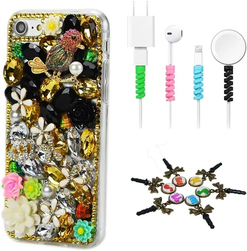 Vista 7 de Bling Case SSiPCDwCPSeries-36 - Funda con tapa y cristales brillantes, diseño 3D hecho a mano