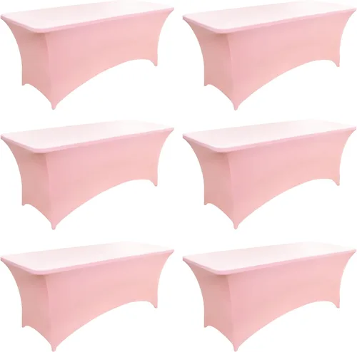 Vista 22 de Paquete de 2 Cubiertas de Mesa de Spandex de 4 pies para Mesas Plegables Rectangulares - Manteles Elásticos Ajustados Resistentes a las Arrugas