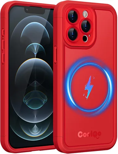 Vista 35 de COOLQO Funda magnética para iPhone 12 Pro, de doble capa, mate, resistente a los arañazos, negra