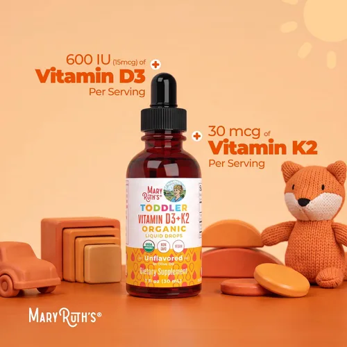 Vista 7 de MaryRuth Organics Vitamina D3 Vitamina K2 Gotas de vitamina D3 K2 Suplemento líquido de vitamina K2 D3 para niños pequeños Suplemento