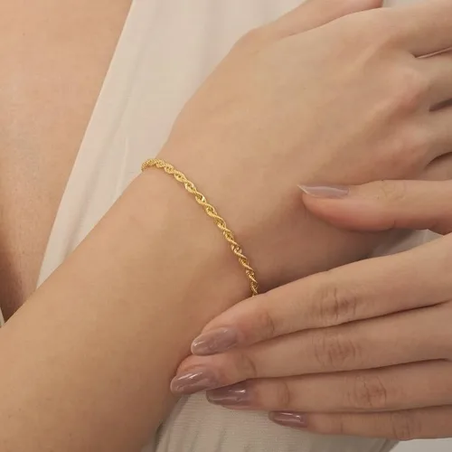 Vista 4 de Waitsoul SparklingRopeBox Bracelet for Women Men 2mm 2.5mm 3mm 5mm Diamond-Cut SilverGold SparklingBoxRope Chain Bracelet for Gril 6.577.588.59 Inch