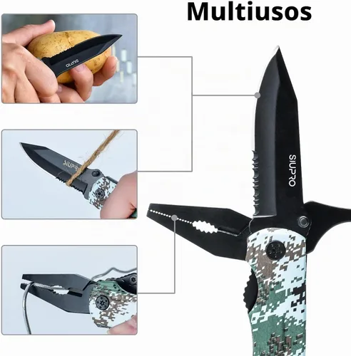 Vista 3 de SIUPRO Juego de cuchillos de bolsillo multiherramienta para hombres, rellenos de calcetines de Navidad, regalos para papá y marido, kit de Camuflaje