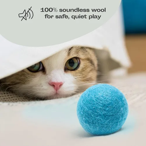Vista 6 de MEOWFIA Juguetes de bolas de lana, paquete de 6 pelotas seguras para gatos y perros pequeños, juguete de lana de fieltro de 1.5 pulgadas para gatos