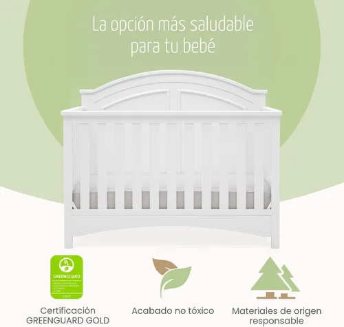 Vista 5 de Delta Children Perry, cuna convertible 6 en 1, con certificado Greenguard Gold, color blanco Bianca