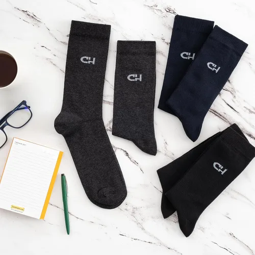 Vista 3 de Calcetines de vestir de algodón turco para hombre cómodos, elegantes, duraderos, ideales para trabajo y eventos, opciones multicolor disponibles