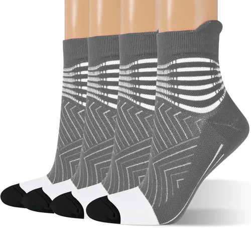 Vista 16 de Calcetines de compresión para el tobillo para mujer, con absorción Coolmax, deportivos y acolchados, alivio de la fascitis plantar, paquete de 2, 3