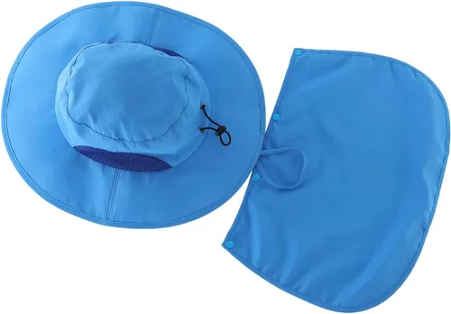 Vista 3 de Home Prefer Sombrero de pesca de ala ancha UPF50+ para hombre al aire libre con solapa para el cuello