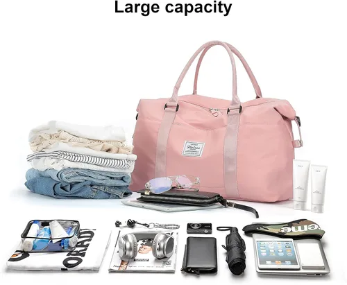Vista 2 de HYC00 Bolsa de viaje para gimnasio bolsa de hombro para fin de semana para mujer