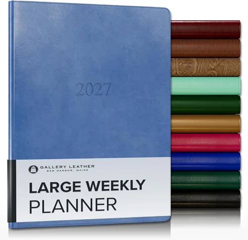 Vista 150 de Gallery Leather Planificador Semanal y Mensual Grande 2025-2026, Calendario Planificador y Cuaderno Elegantemente Encuadernado con Elegantes Bordes
