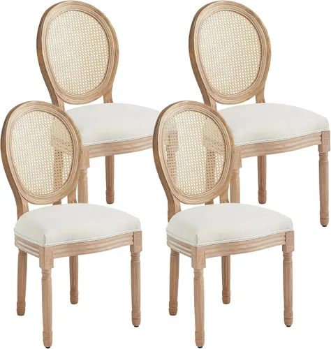 Vista 21 de Juego de 2 sillas de comedor de ratán, sillas de comedor de estilo francés rústico de mediados de siglo, sillas de comedor de acento estilo granja