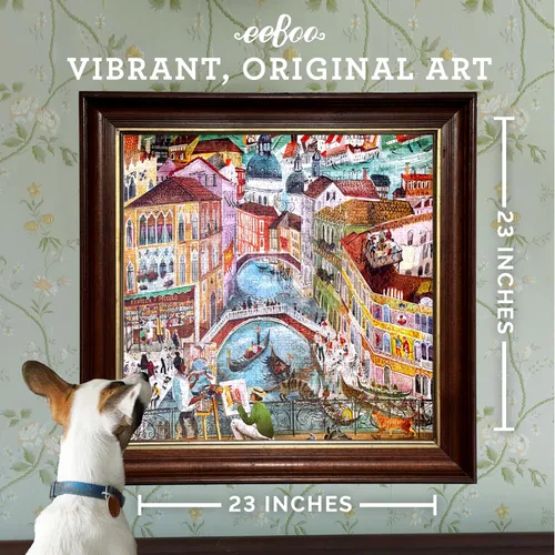 Vista 4 de eeBoo Rompecabezas de 1000 piezas, rompecabezas de artistas en Venecia para adultos, cuadrado de 23 x 23 pulgadas, fabricado con tablero reciclado