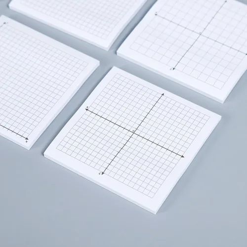 Vista 3 de 6 blocs de papel cuadriculado autoadhesivo, bloc de notas adhesivas, mini bloc de notas forradas para suministros de matemáticas de oficina