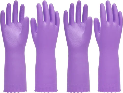 Vista 11 de PACIFIC PPE 2 pares de guantes de limpieza reutilizables para lavavajillas, hogar, cocina, forro de algodón, azul, talla S