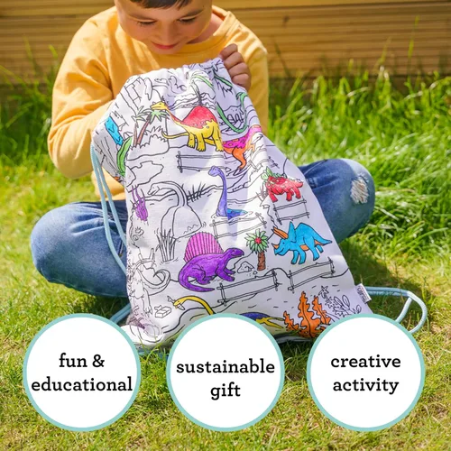 Vista 4 de eatsleepdoodle - Mochila lavable para colorear de dinosaurio, paquete de 10 bolígrafos