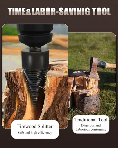 Vista 4 de 6 brocas divisoras de madera, 1.772 in + 1.260 in, diseño desmontable para leña, taladros eléctricos resistentes, destornillador de cono extraíble