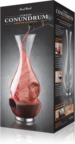 Vista 9 de Final Touch L'Grand Conundrum Aerator Decantador de Vino Botella Completa - 25.4 Oz. Vidrio de Cristal Transparente de Calidad Soplado a Mano
