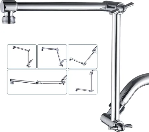 Vista 18 de BRIGHT SHOWERS Brazo extensor de ducha de latón para cabezal de ducha de lluvia y de mano, brazo de extensión de cabezal de ducha universal de 5