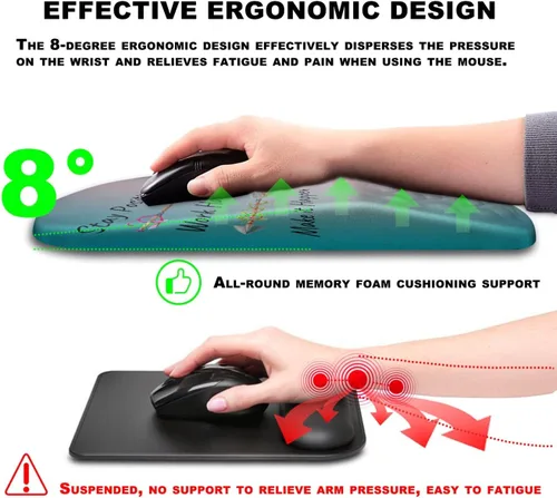 Vista 5 de Alfombrilla de ratón con soporte de muñeca, alfombrilla de ratón ergonómica con punto de masaje, cómoda alfombrilla de ratón para computadora