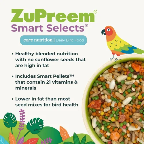 Vista 2 de ZuPreem Smart Selects - Alimento para pájaros pequeños, 2 libras, alimentación diaria para periquitos, periquitos, loros