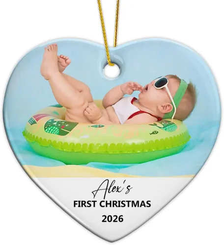 Vista 15 de Adorno de Navidad con foto personalizada 2025 para la familia, aniversario como el señor y la señora abuelos, carga cualquier imagen, cualquier foto