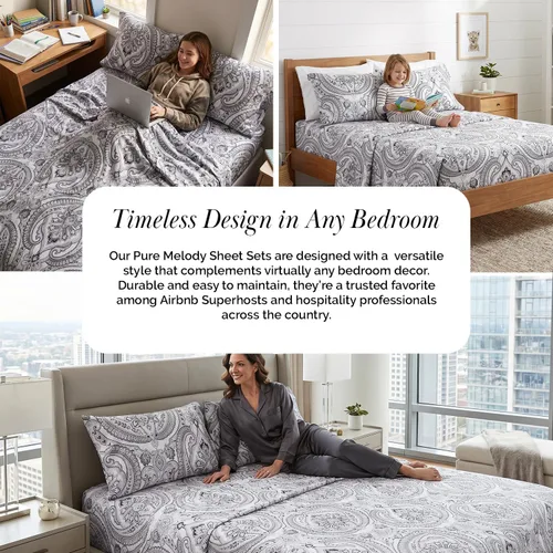 Vista 240 de Southshore Fine Living, Inc. Colección Winter Brush, juego de sábanas de 3 piezas para cama individual, sábana bajera con bolsillo profundo de 14