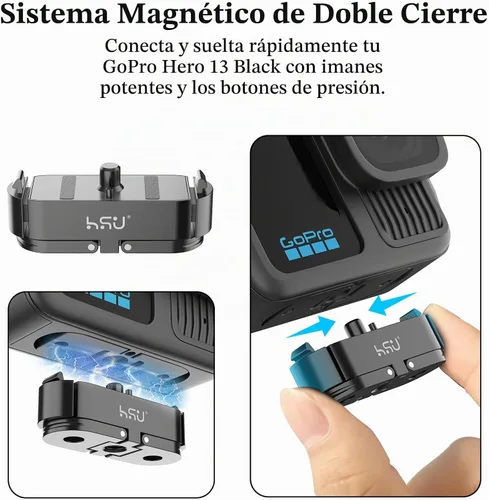 Vista 3 de HSU Soporte magnético para GoPro Hero 13 Negro/Mission 1/Max 2/LIT Hero 1 Paquete