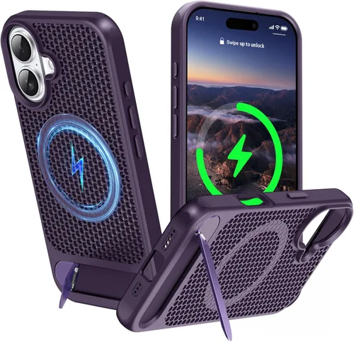 Vista 72 de Funda magnética de disipación de calor para iPhone 13 Pro Max, para MagSafe, protección contra caídas Coolingf, funda con función atril ajustable