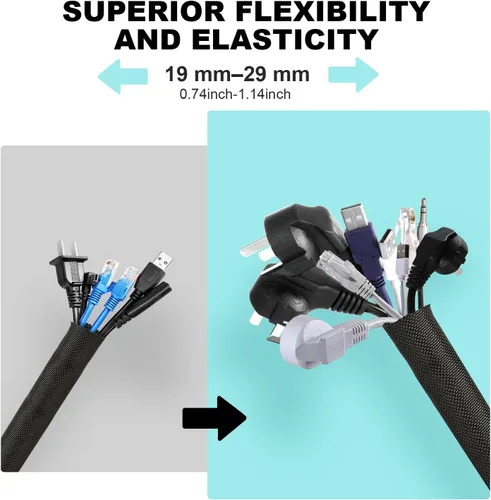 Vista 2 de AGPTEK Funda de cable, telar de alambre automotriz, resistente al calor, cubierta de protección de cable de tubo de manga dividida trenzada