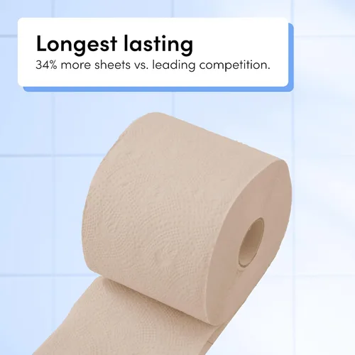 Vista 4 de TUSHY Papel higiénico de bambú premium, 3 capas, 300 hojas por rollo, paquete de 8