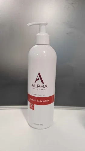 Vista 2 de Alpha Loción corporal revitalizante para el cuidado de la piel, 12% AHA glicólico, hidratante diario simple y eficaz, hidrata y exfolia para una