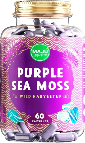 Vista 7 de MAJU - Cápsulas de musgo marino orgánico 4 en 1, Chondrus Crispus salvaje, musgo marino con fucus vesiculoso + raíz de bardana, más fuerte que