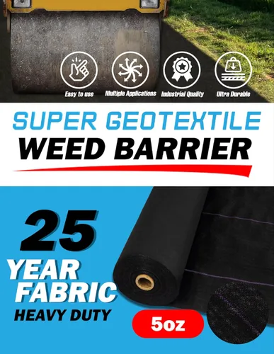 Vista 8 de Super Geotextile Tela profesional de barrera de malezas geotextil de 5 onzas, tela de paisaje resistente para jardinería, paisajismo, tela