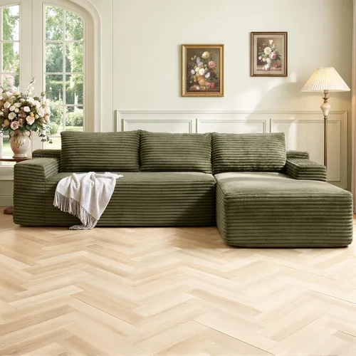 Vista 26 de Sofá seccional modular de 110", sofá seccional Cloud con asiento profundo, sofás tapizados sin huesos para sala de estar, sofá modular moderno