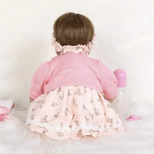 Vista 7 de ENADOLL Reborn Baby Doll - Juego de regalo realista de vinilo de silicona rosa bebé, 16 pulgadas, con peso, cuerpo suave, realista, para edades de 3