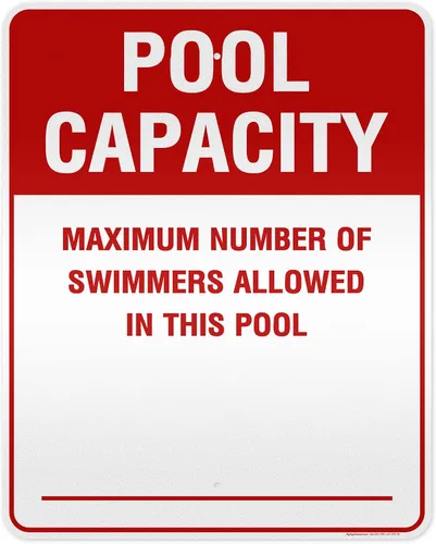 Vista 19 de Número máximo de nadadores permitidos en este cartel de piscina, 7 x 10 pulgadas, libre de óxido, aluminio 040, resistente a la decoloración